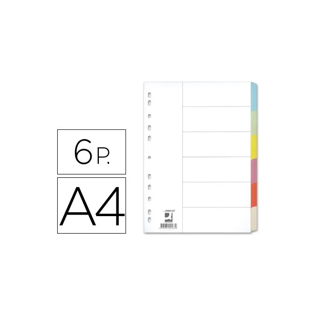 SEPARADOR Q-CONNECT CARTULINA JUEGO DE 6 SEPARADORES DIN A4 -MULTIT...