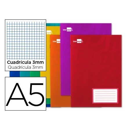 LIBRETA LIDERPAPEL WRITE A5 32 HOJAS 60G/M2CUADRO 3MM CON MARGEN