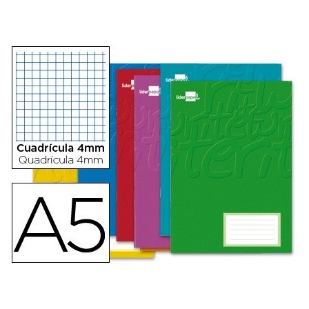 LIBRETA LIDERPAPEL WRITE A5 32 HOJAS 60G/M2CUADRO 4MM CON MARGEN