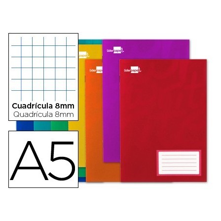 LIBRETA LIDERPAPEL WRITE A5 32 HOJAS 60G/M2CUADRO 8MM CON MARGEN