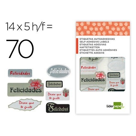 ETIQUETAS LIDERPAPEL FELICIDADES SOBRE DE 5 H.