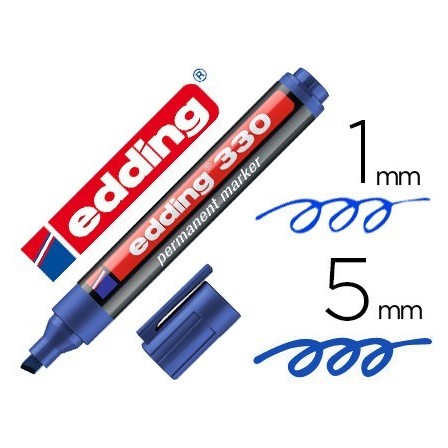 ROTULADOR EDDING MARCADOR PERMANENTE 330 AZUL PUNTA BISELADA 1-5 MM...