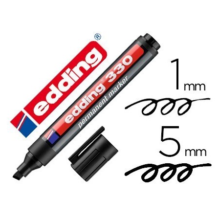 ROTULADOR EDDING MARCADOR PERMANENTE 330 NEGRO PUNTA BISELADA 1-5 M...