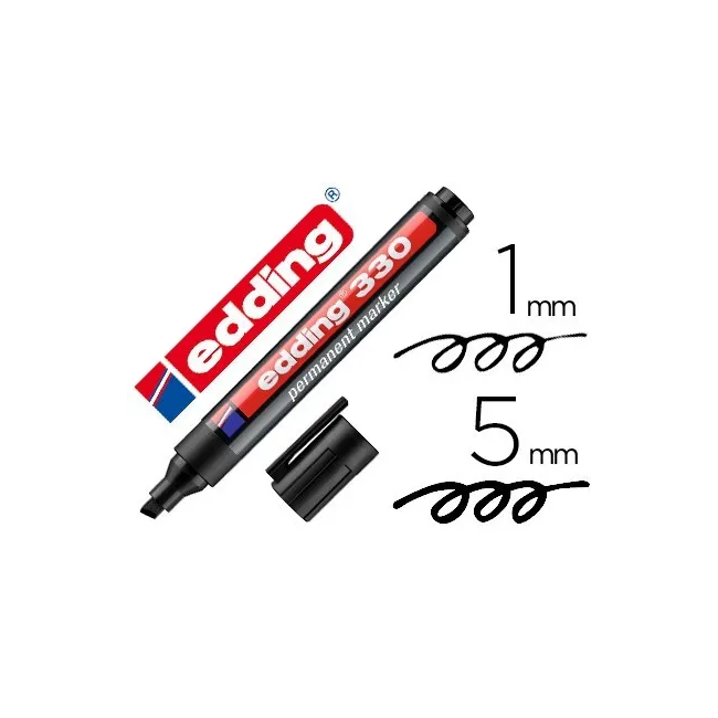 ROTULADOR EDDING MARCADOR PERMANENTE 330 NEGRO PUNTA BISELADA 1-5 M...