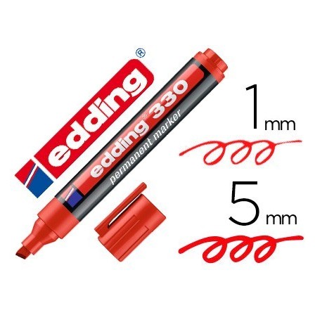 ROTULADOR EDDING MARCADOR PERMANENTE 330 ROJO PUNTA BISELADA 1-5 MM...