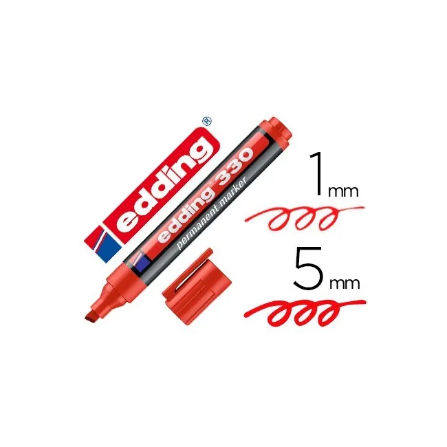 ROTULADOR EDDING MARCADOR PERMANENTE 330 ROJO PUNTA BISELADA 1-5 MM...