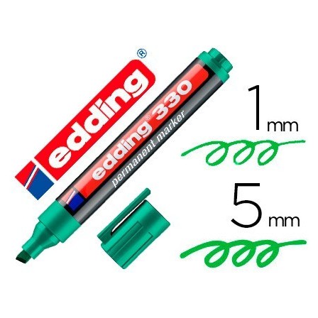 ROTULADOR EDDING MARCADOR PERMANENTE 330 VERDE PUNTA BISELADA 1-5 M...