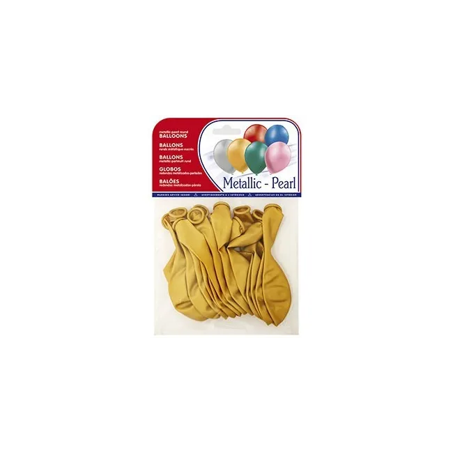 GLOBOS METALIZADOS ORO BOLSA DE 15 UNIDADES