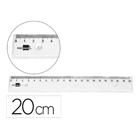 REGLA LIDERPAPEL PLASTICO IRROMPIBLE TRANSPARENTE 20 CM