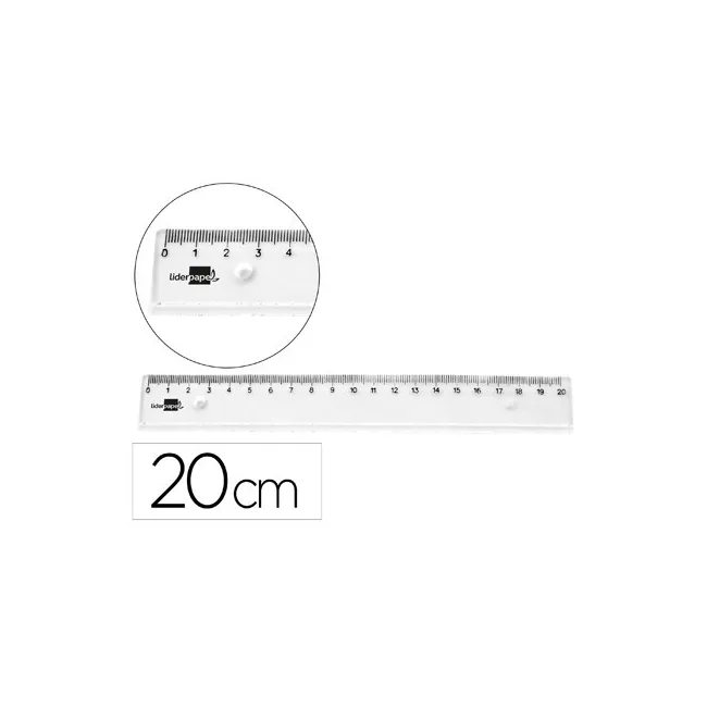 REGLA LIDERPAPEL PLASTICO IRROMPIBLE TRANSPARENTE 20 CM