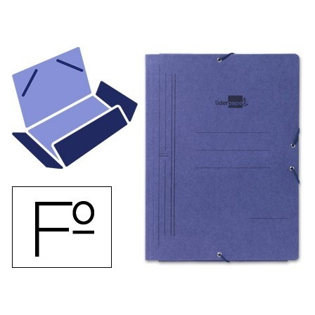 CARPETA LIDERPAPEL GOMAS FOLIO 3 SOLAPAS CARTON PINTADO AZUL