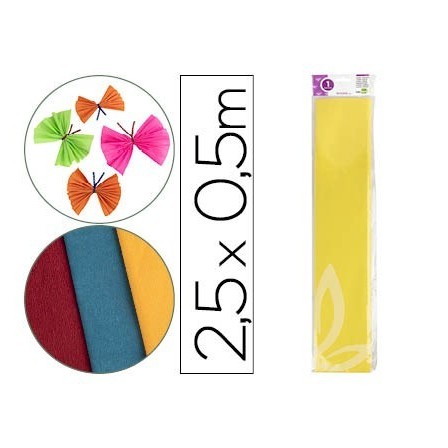 PAPEL CRESPON LIDERPAPEL 50 CM X 2.5M 34G/M2 AMARILLO