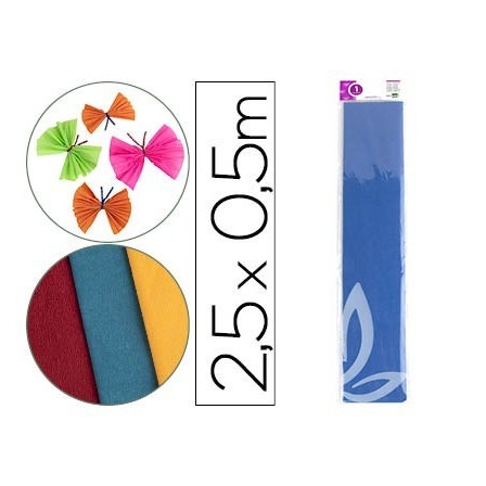PAPEL CRESPON LIDERPAPEL 50 CM X 2.5M 34G/M2 AZUL MARINO