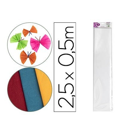 PAPEL CRESPON LIDERPAPEL 50 CM X 2.5M 34G/M2 BLANCO