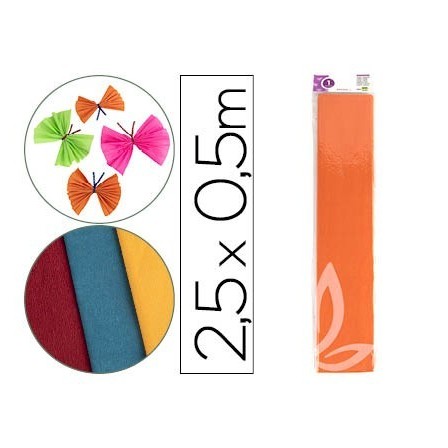 PAPEL CRESPON LIDERPAPEL 50 CM X 2.5M 34G/M2 NARANJA CLARO