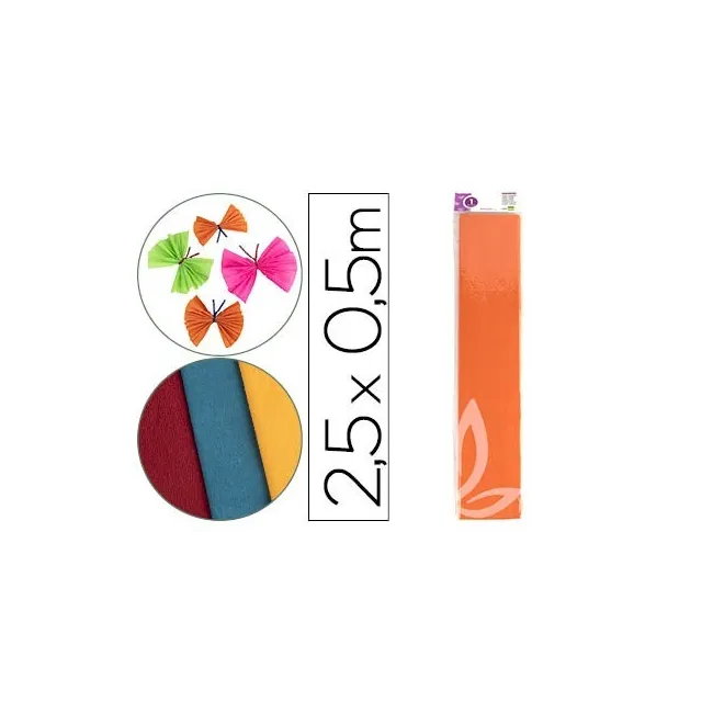 PAPEL CRESPON LIDERPAPEL 50 CM X 2.5M 34G/M2 NARANJA CLARO