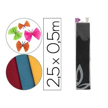 PAPEL CRESPON LIDERPAPEL 50 CM X 2.5M 34G/M2 NEGRO