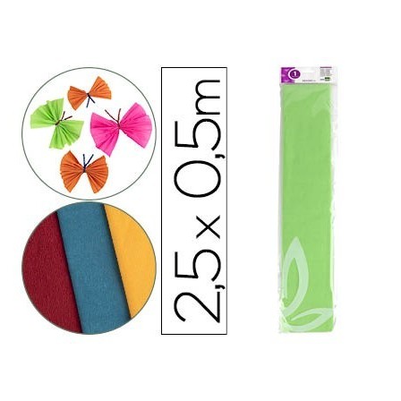 PAPEL CRESPON LIDERPAPEL 50 CM X 2.5M 34G/M2 VERDE CLARO