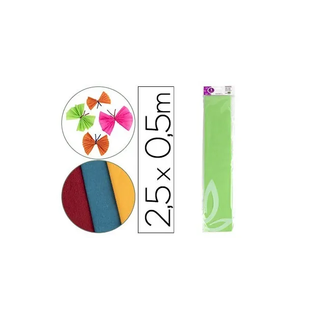 PAPEL CRESPON LIDERPAPEL 50 CM X 2.5M 34G/M2 VERDE CLARO