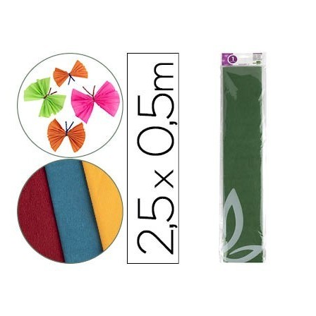 PAPEL CRESPON LIDERPAPEL 50 CM X 2.5M 34G/M2 VERDE OLIVA