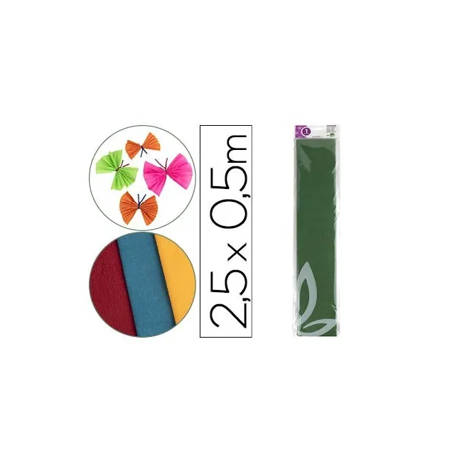 PAPEL CRESPON LIDERPAPEL 50 CM X 2.5M 34G/M2 VERDE OLIVA