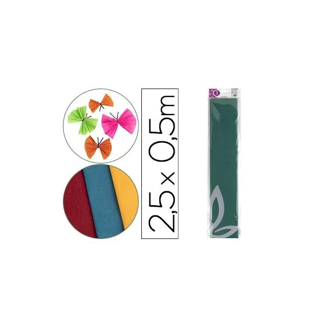 PAPEL CRESPON LIDERPAPEL 50 CM X 2.5M 34G/M2 VERDE OSCURO