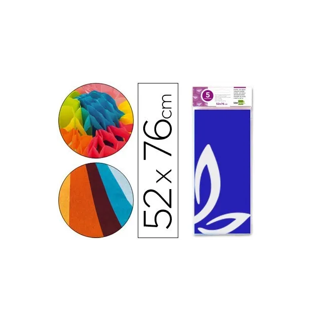 PAPEL SEDA LIDERPAPEL 52X76CM 18G/M2 BOLSA DE 5 HOJAS AZUL