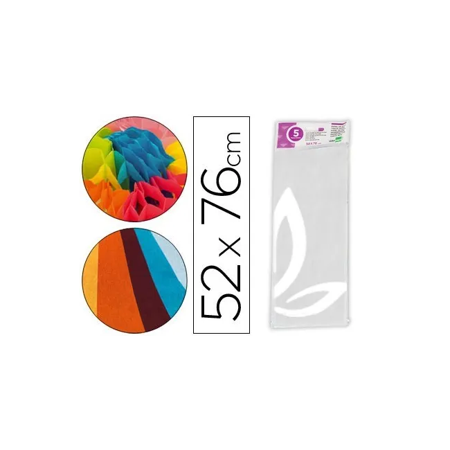PAPEL SEDA LIDERPAPEL 52X76CM 18G/M2 BOLSA DE 5 HOJAS BLANCO