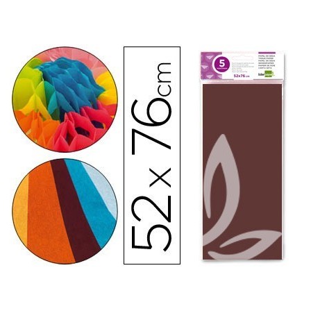 PAPEL SEDA LIDERPAPEL 52X76CM 18G/M2 BOLSA DE 5 HOJAS MARRON