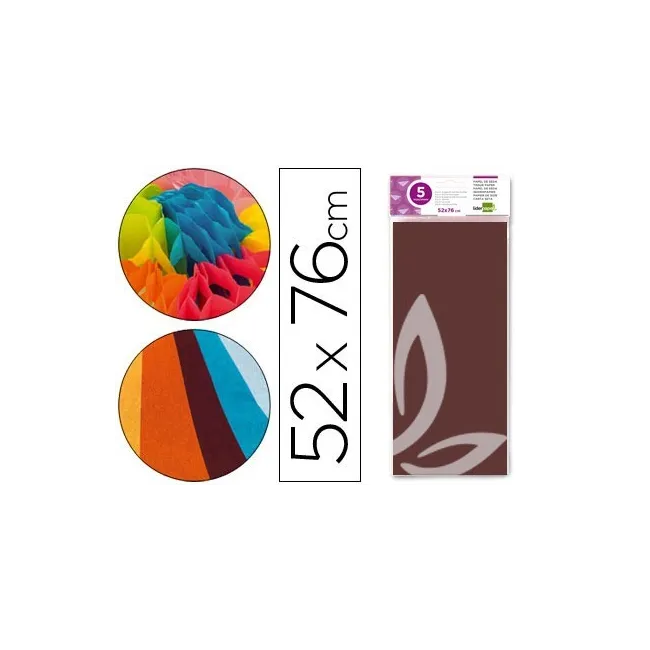 PAPEL SEDA LIDERPAPEL 52X76CM 18G/M2 BOLSA DE 5 HOJAS MARRON