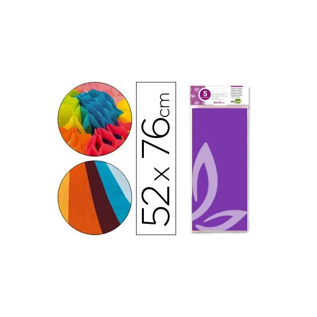 PAPEL SEDA LIDERPAPEL 52X76CM 18G/M2 BOLSA DE 5 HOJAS VIOLETA