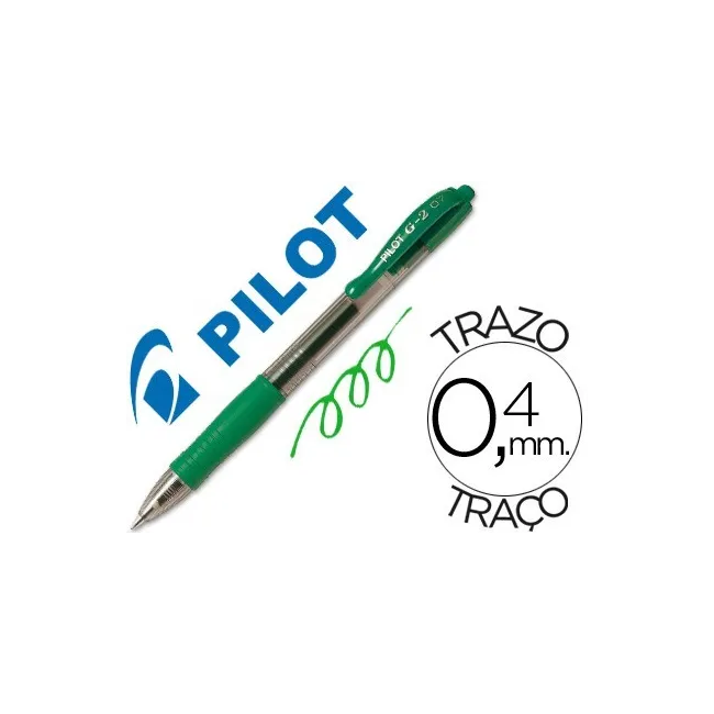 BOLIGRAFO PILOT G-2 VERDE TINTA GEL -RETRACTIL -SUJECION DE CAUCHO