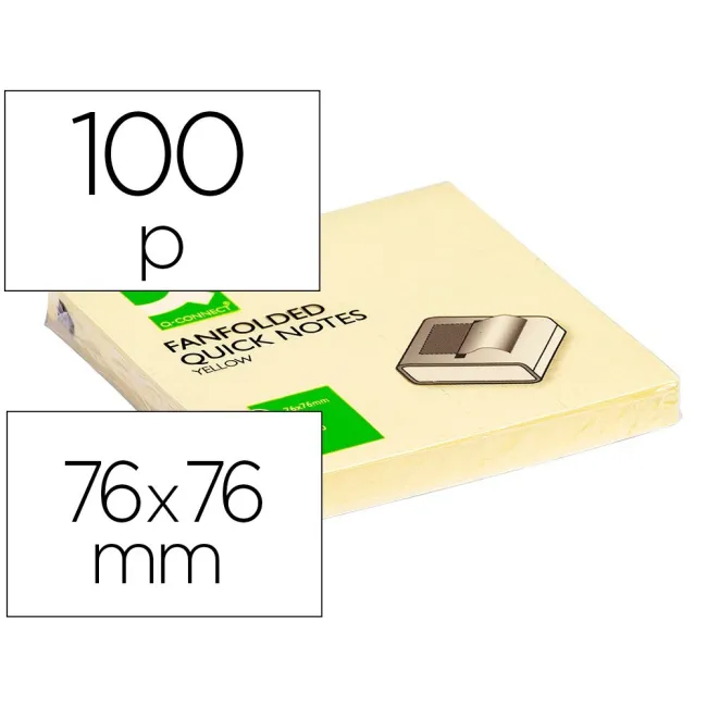 BLOC DE NOTAS ADHESIVAS QUITA Y PON Q-CONNECT 75X75 MM ZIG-ZAG