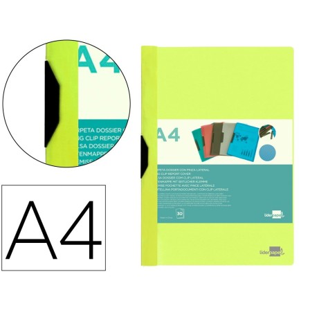 CARPETA LIDERPAPEL DOSSIER PINZA LATERAL POLIPROPILENO DIN A4 AMARI...
