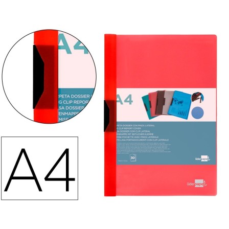 CARPETA LIDERPAPEL DOSSIER PINZA LATERAL POLIPROPILENO DIN A4 ROJO ...
