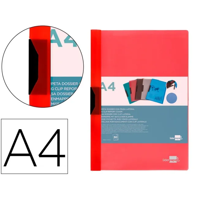 CARPETA LIDERPAPEL DOSSIER PINZA LATERAL POLIPROPILENO DIN A4 ROJO ...
