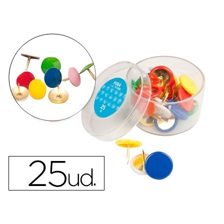 CHINCHETAS LIDERPAPEL PLASTIFICADAS CAJA DE 25 UNIDADES COLORES SUR...