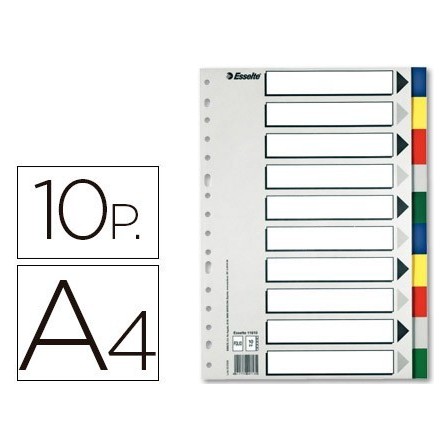 SEPARADOR ESSELTE PLASTICO JUEGO DE 10 SEPARADORES DIN A4CON 5 COLO...