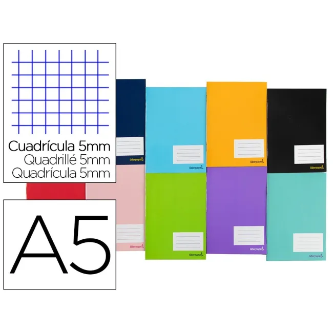 LIBRETA LIDERPAPEL SMART A5 TAPA BLANDA 80 HOJAS 60 G/M2 CUADRO 5 M...