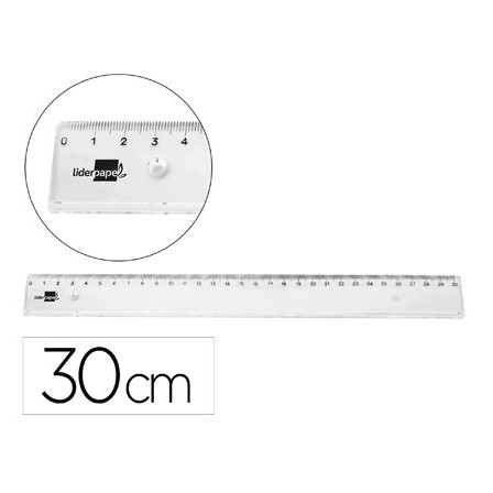 REGLA LIDERPAPEL PLASTICO IRROMPIBLE TRANSPARENTE 30 CM