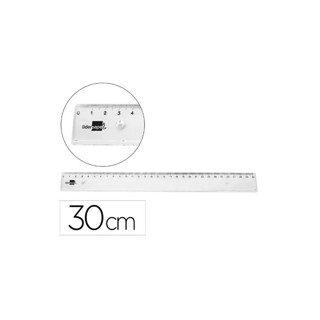 REGLA LIDERPAPEL PLASTICO IRROMPIBLE TRANSPARENTE 30 CM