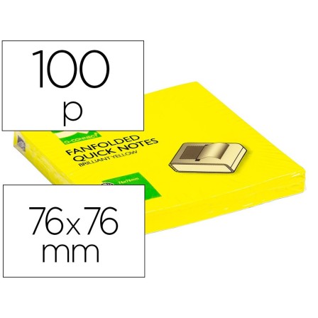 BLOC DE NOTAS ADHESIVAS QUITA Y PON Q-CONNECT 75X75 MM AMARILLO NEO...
