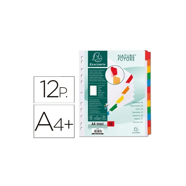 SEPARADOR EXACOMPTA CARTULINA JUEGO DE 12 SEPARADORES DIN A4+ MULTI...