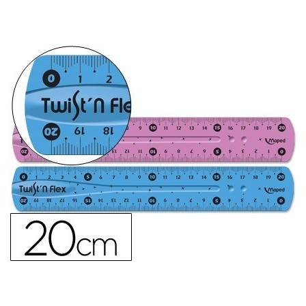 REGLA MAPED PLASTICO FLEXIBLE DE 20 CMS COLORES SURTIDOS