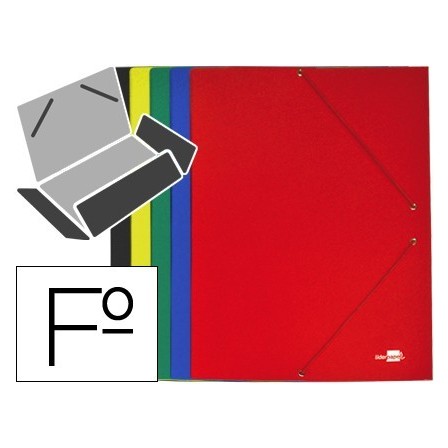 CARPETA LIDERPAPEL GOMAS FOLIO 3 SOLAPAS CARTON PLASTIFICADO COLORE...