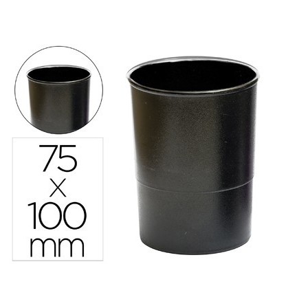 CUBILETE PORTALAPICES Q-CONNECT PLASTICO NEGRO OPACO