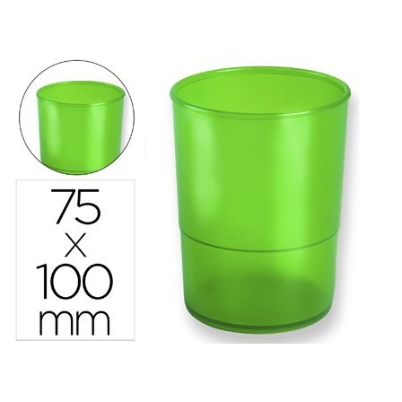 CUBILETE PORTALAPICES Q-CONNECT PLASTICO VERDE TRANSLUCIDO