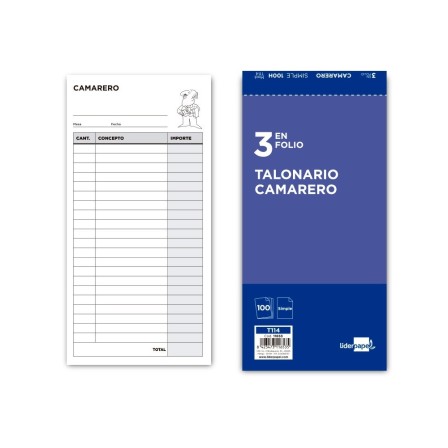 TALONARIO LIDERPAPEL CAMARERO 3/Fº ORIGINAL T114