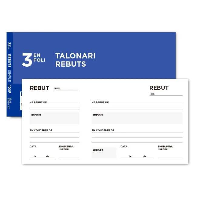 TALONARIO LIDERPAPEL RECIBOS 3/Fº ORIGINAL T105 CON MATRIZ TEXTO EN...