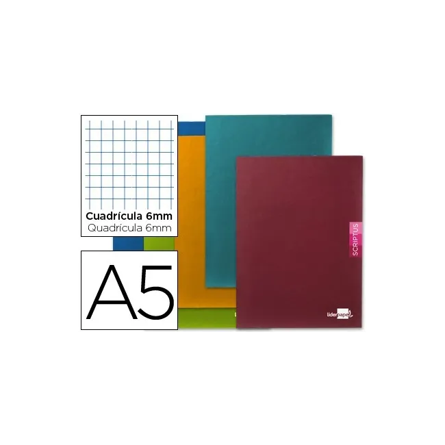 LIBRETA ESCOLAR LIDERPAPEL SCRIPTUS 48H DIN A5 CUADRO 6 MM PAPEL 90...